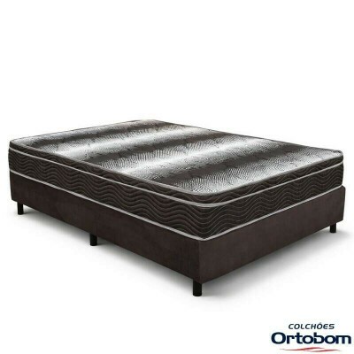 Colch�o Casal Ortop�dico EPS Light Ortobom + Box Casal Sued Marrom Ortobel - 138x188x62 | Suporta at� 260kg