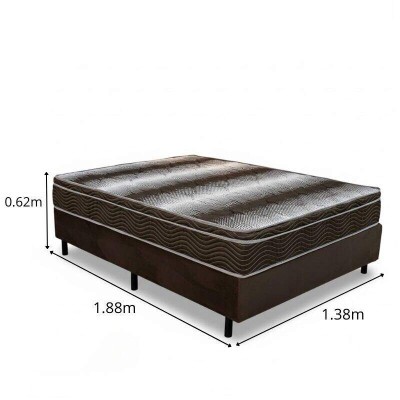 Colch�o Casal Ortop�dico EPS Light Ortobom + Box Casal Sued Marrom Ortobel - 138x188x62 | Suporta at� 260kg