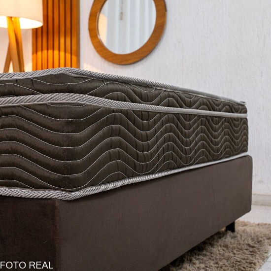 Colch�o Casal Ortop�dico Light Ortobom + Base Box Casal Sued Marrom Ortobel - 138x188x62