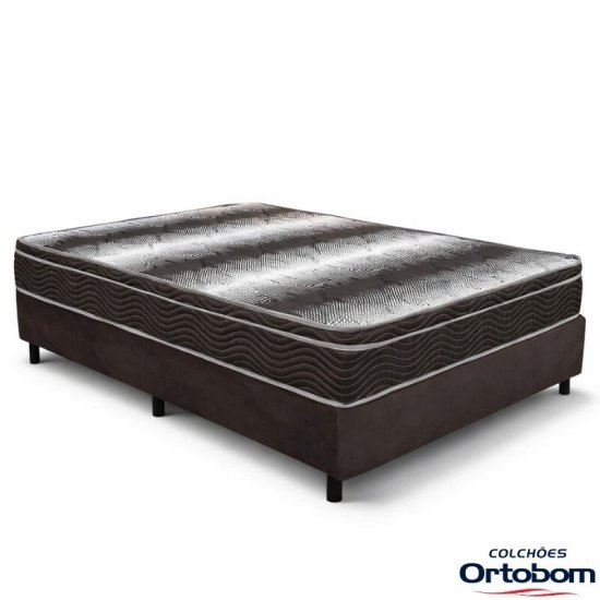 Colch�o Casal Ortop�dico Light Ortobom + Base Box Casal Sued Marrom Ortobel - 138x188x62