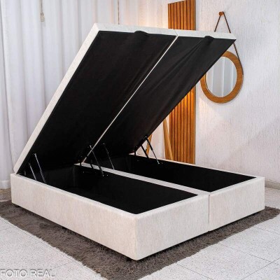 Base Box Baú Queen Bipartido Confort Linhão Palha Blindada 158x198x45 cm - Issacar