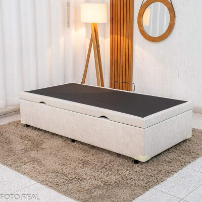 Box Ba� Solteiro Prime Confort 88x188x45 Linho Palha Blindado - Issacar
