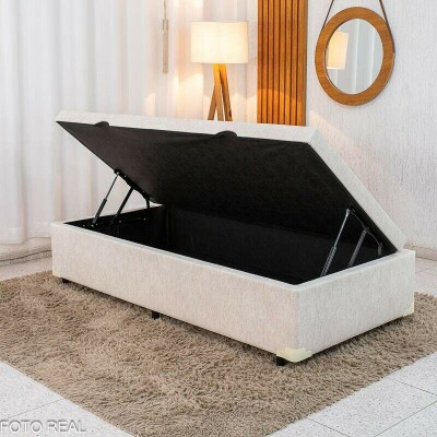 Box Ba� Solteiro Prime Confort 88x188x45 Linho Palha Blindado - Issacar