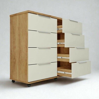 C�moda Athenas Larg. 1.21m com 8 Gavetas Cedro/Areia - Rud Rack