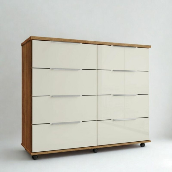 C�moda 1,21m Athenas Cedro/Areia 8 Gavetas - Rud Rack