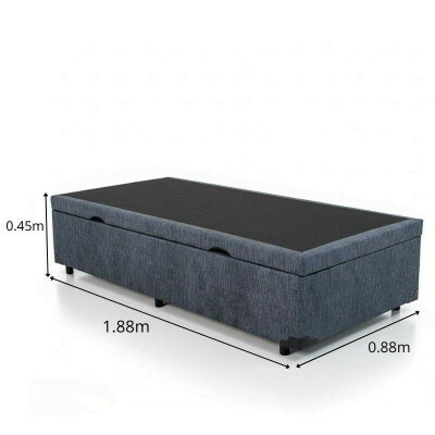 Box Ba� Solteiro Prime Confort 88x188x45 Linho Petr�leo Blindado - Issacar