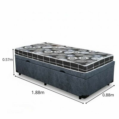 Box Ba� Solteiro Prime Confort Korino Linho Petr�leo Blindado - Issacar + Colch�o Solteiro Soffie Lotus 100% Espuma D-20 88�188x57 - Nosso Sonho | Suporta at� 80kg