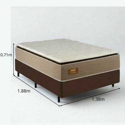 Colch�o Casal Twins D33 Molas Ensacadas Gazin + Box Casal Sued Marrom Ortobel - 138x188x71 | Suporta at� 290kg