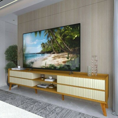 Rack Magn�fico 212 Larg. 2.12m Nature/Off Detalhe Ripado - Gelius