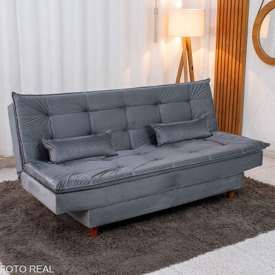 Sof� Cama Premium Veludo Cinza 2303 Larg. 1.80m