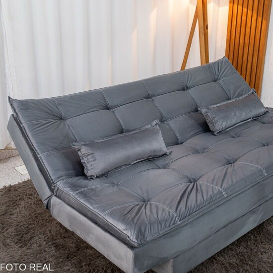 Sof� Cama Premium Veludo Cinza 2303 Larg. 1.80m