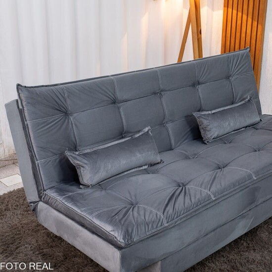 Sof� Cama Premium Veludo Cinza 2303 Larg. 1.80m