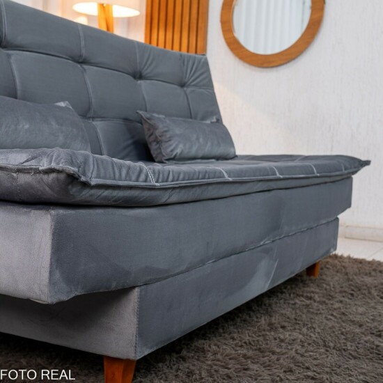 Sof� Cama Premium Veludo Cinza 2303 Larg. 1.80m