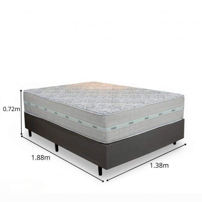 Colch�o Casal Carbon Molas Ensacadas Anjos + Box Casal Universal Linho Grafite Gazin - 138x188x72 | Suporta at� 240kg
