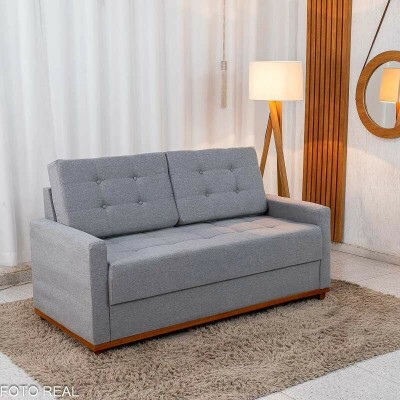 Sofá 3 Lugares Living Áustria Linho Cinza A59 - 1,70m