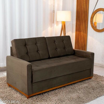 Sof� 3 lugares Living �ustria Veludo Marrom A17 Larg. 1.70m
