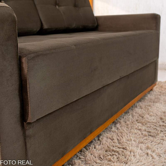 Sof� 3 Lugares Living �ustria Veludo Marrom A17 - 1,70m