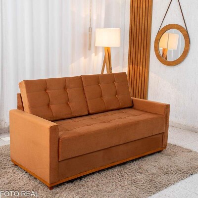 Sof� 3 lugares Living �ustria Veludo Terracota A62 Larg. 1.70m