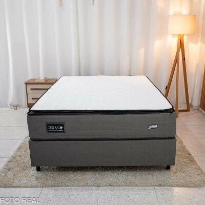 Colch�o Casal Texas Molas Ensacadas Gazin + Box Casal Universal Linho Grafite Gazin - 138x188x69 | Suporta at� 240kg