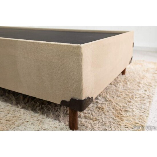 Base Box Solteiro Zeus 92x190x38 Sued Capuccino SE