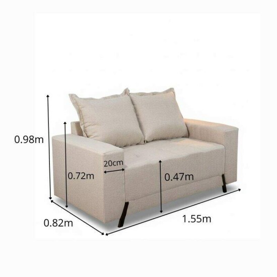 Sof� 2 Lugares 8100 Linho Bege 24 - 1,55m