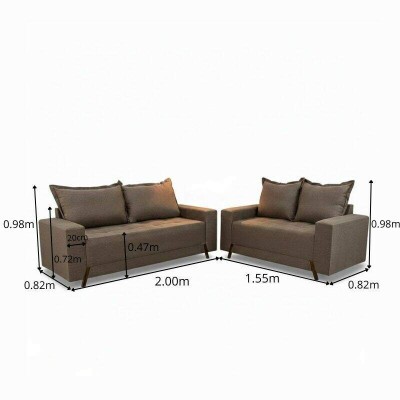 Sof� 3 e 2 lugares 8100 Linho Marrom 25