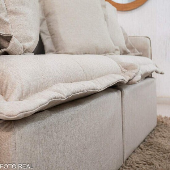Sof� Retr�til Reclin�vel Lima 1.80m Linho Bege A57 - Sem Caixa