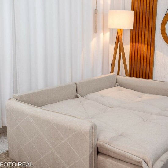 Sof� Retr�til Reclin�vel Lima 1.80m Linho Bege A57 - Sem Caixa