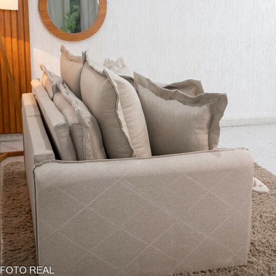 Sof� Retr�til Reclin�vel Lima 1.80m Linho Bege A57 - Sem Caixa