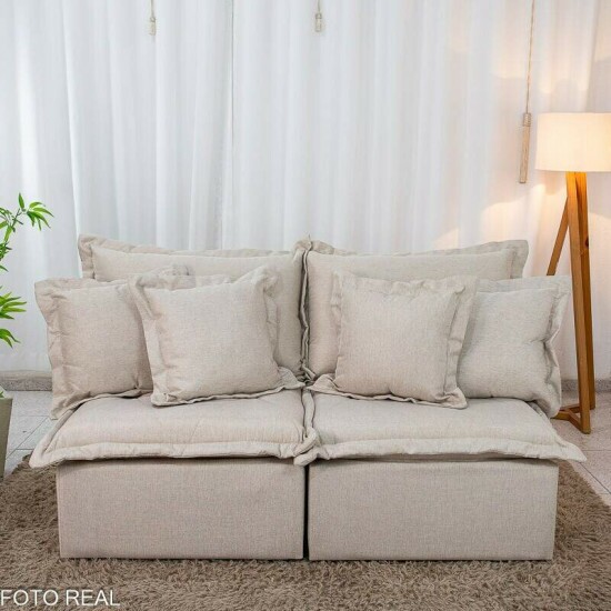 Sof� Retr�til Reclin�vel Lima 1.80m Linho Bege A57 - Sem Caixa