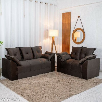Sof� 3 e 2 lugares Petra Veludinho Marrom 603