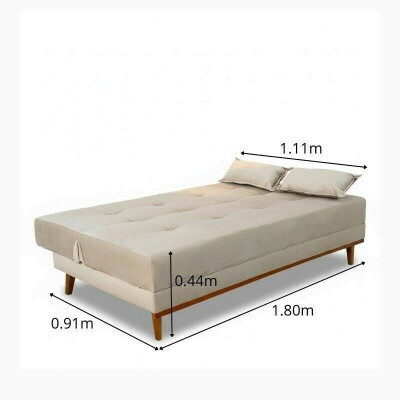 Sof� Cama Madrid Veludo Bege 2269 Larg. 1.80m - Molas Bonnel