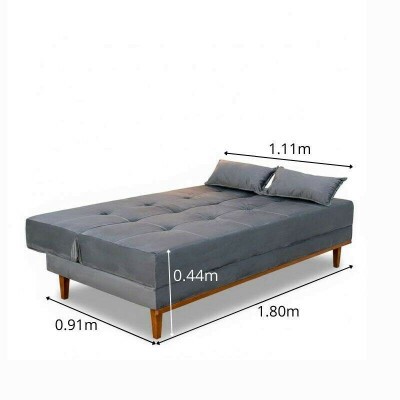 Sof� Cama Madrid Veludo Cinza 2303 Larg. 1.80m - Molas Bonnel