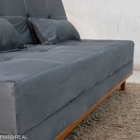 Sof� Cama Madrid Veludo Cinza 2303 Larg. 1.80m - Molas Bonnel