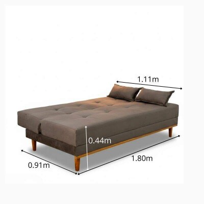 Sof� Cama Madrid Veludo Marrom 2263 Larg. 1.80m - Molas Bonnel
