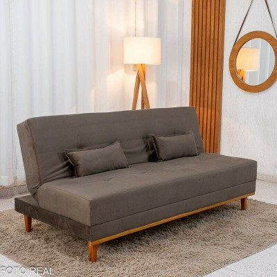 Sof� Cama Madrid Veludo Marrom 2263 Larg. 1.80m - Molas Bonnel