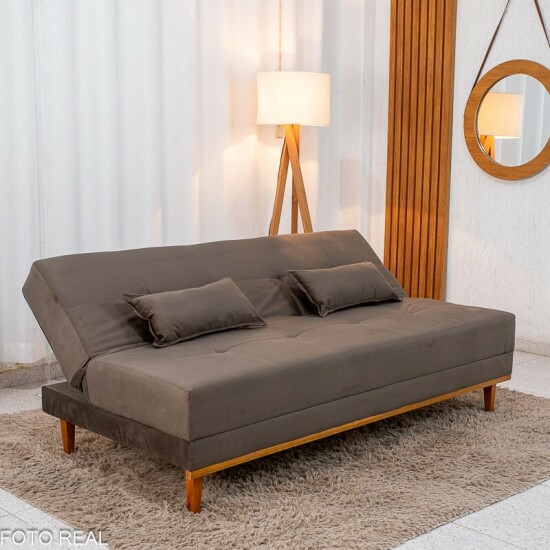 Sof� Cama Madrid Veludo Marrom 2263 Larg. 1.80m - Molas Bonnel