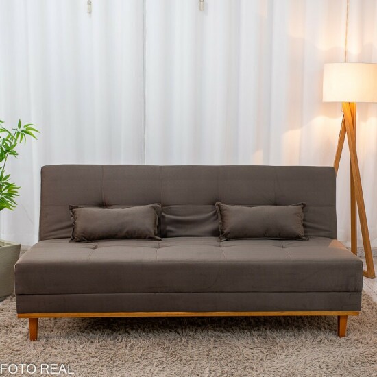 Sof� Cama Madrid Veludo Marrom 2263 Larg. 1.80m - Molas Bonnel
