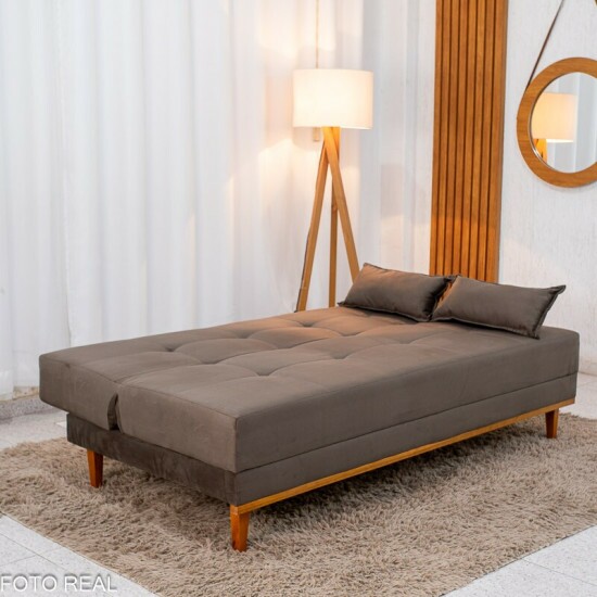 Sof� Cama Madrid Veludo Marrom 2263 Larg. 1.80m - Molas Bonnel