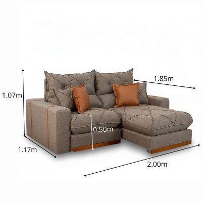 Sof� Retr�til Reclin�vel Gran Bello 2.00m Linho Marrom 28 - Molas Ensacadas Pocket