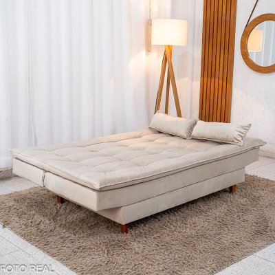 Sof� Cama Premium Veludo Bege 2269 - 1,80m