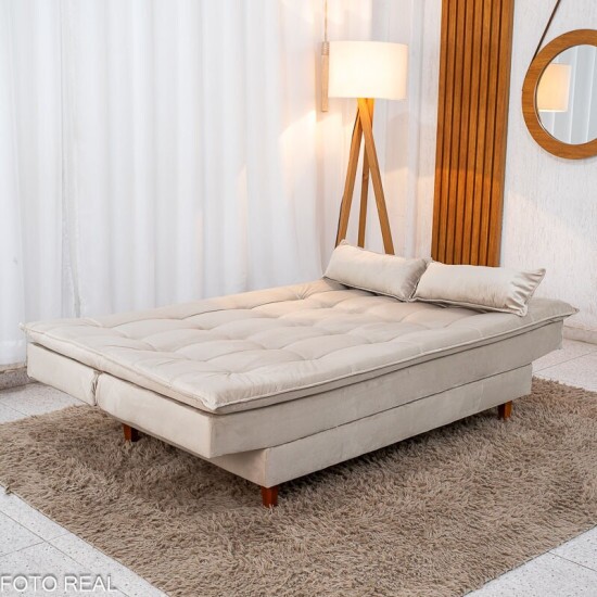 Sof� Cama Premium Veludo Bege 2269 Larg. 1.80m
