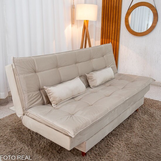 Sof� Cama Premium Veludo Bege 2269 Larg. 1.80m