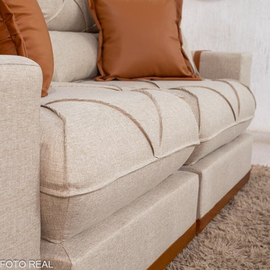 Sof� Retr�til Reclin�vel Gran Bello 2,00m Linho Bege - Molas Ensacadas