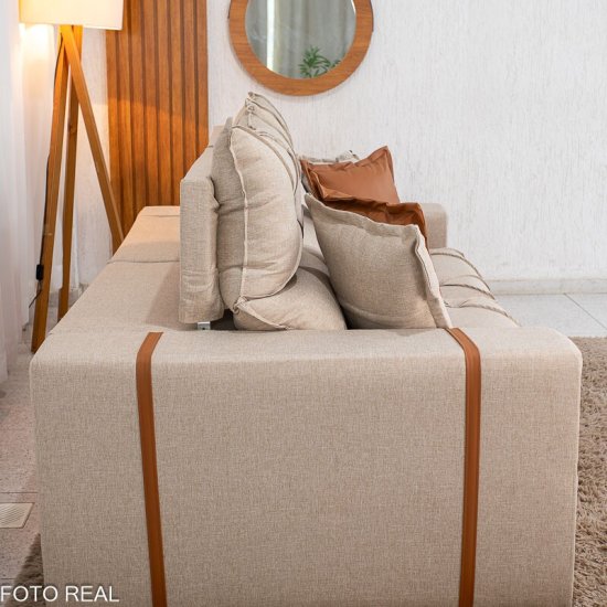 Sof� Retr�til Reclin�vel Gran Bello 2,00m Linho Bege - Molas Ensacadas