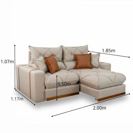 Sof� Retr�til Reclin�vel Gran Bello 2,00m Linho Bege - Molas Ensacadas
