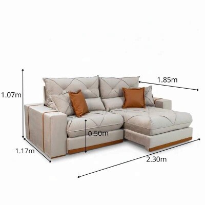 Sofá Retrátil Reclinável Gran Bello 2,30m Veludo Capuccino - Molas Ensacadas