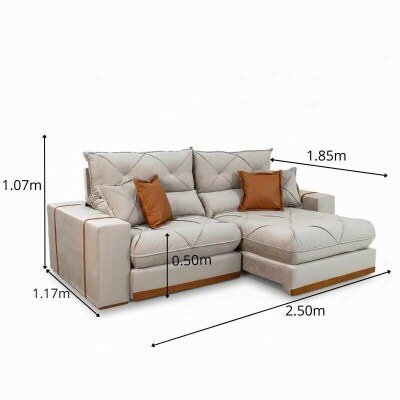 Sof� Retr�til Reclin�vel Gran Bello 2.50m Veludo Capuccino 02 - Molas Ensacadas
