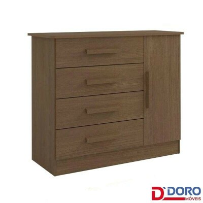 C�moda Firenze Castanho 4 Gavetas e Sapateira Larg. 1.10m - D Doro