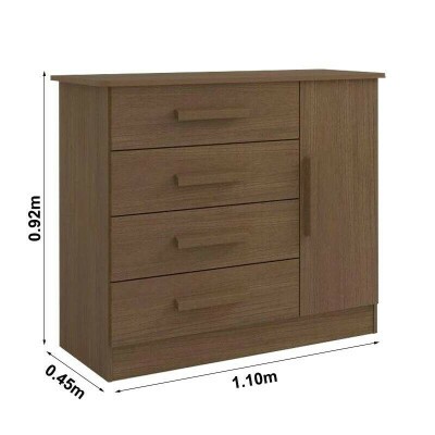 C�moda Firenze Castanho 4 Gavetas e Sapateira Larg. 1.10m - D Doro